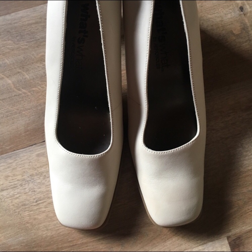 Square toe cream pumps by Aerosole